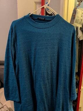 Lane Bryant Teal Textured Long Sleeve Top